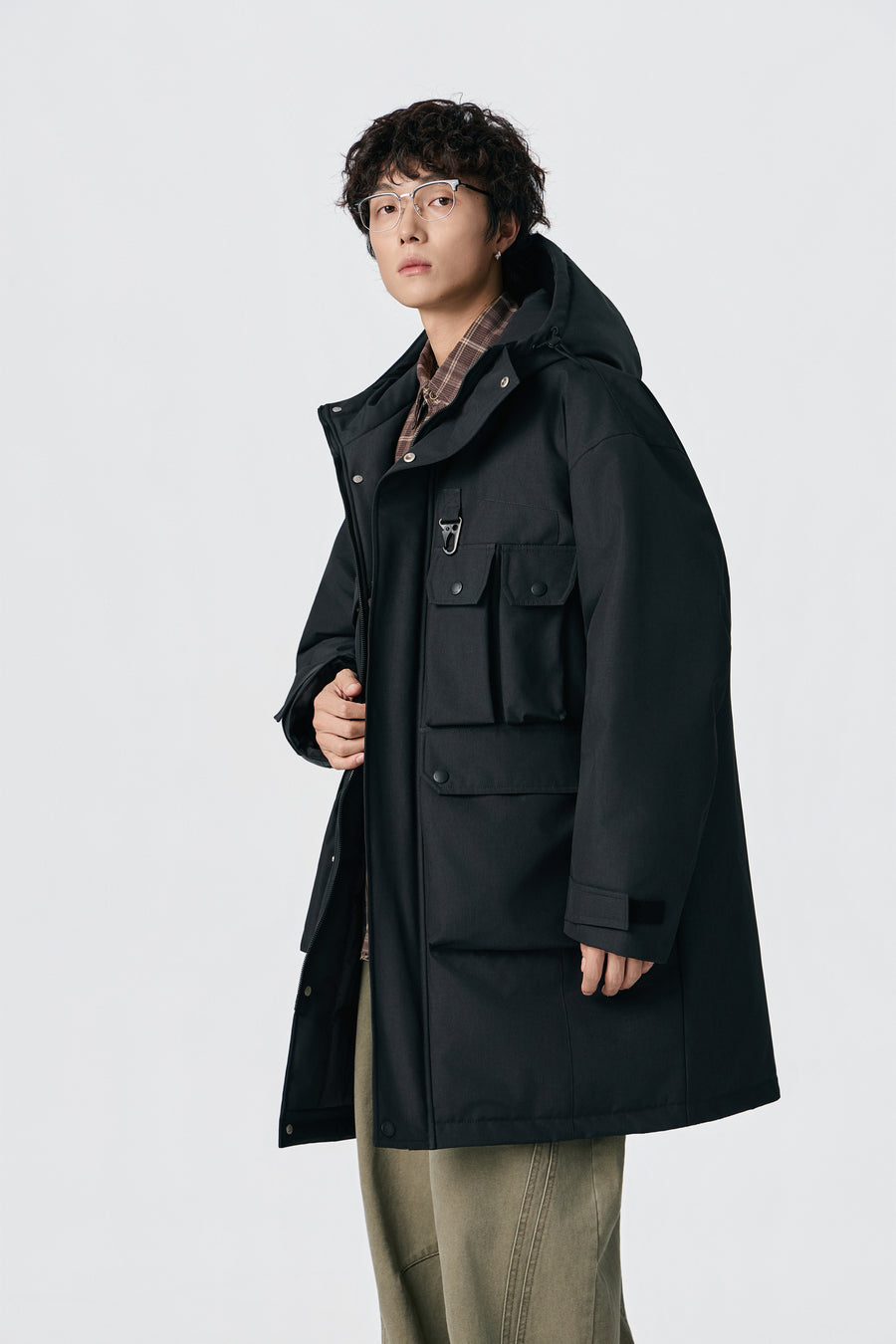 Jet Black Ridge Utility Parka Model view | Weezy