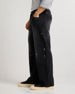 Monochrome Stroke Painted Baggy Fit Jeans Side view | Weezy