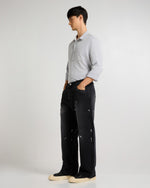 Monochrome Stroke Painted Baggy Fit Jeans Back view | Weezy