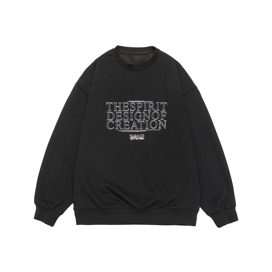 Jet Black Embroidered Sweatshirt Lifestyle view | Weezy