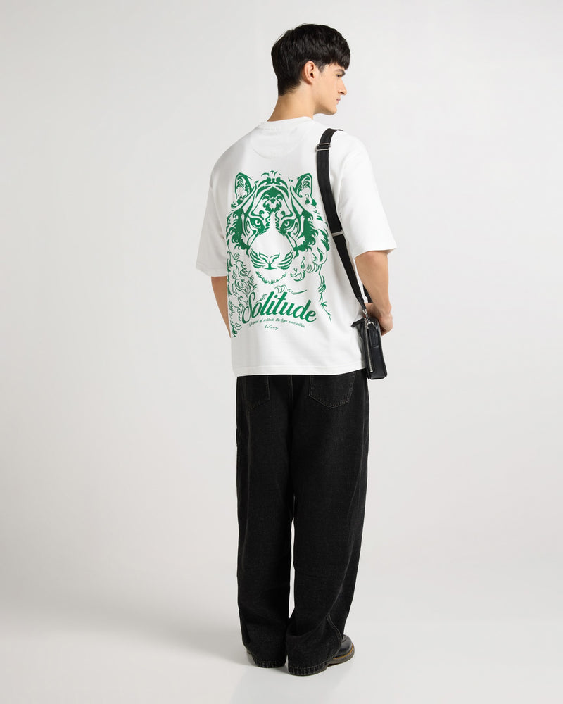 Premium White - Solitude Oversized T-Shirt Side view | Weezy