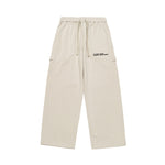 Cream Embroidered Jogger Pants Model view | Weezy
