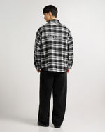 Embroidered Midnight Black Checkered Overshirt Lifestyle view | Weezy