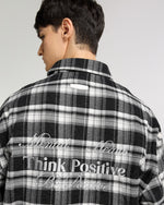 Embroidered Midnight Black Checkered Overshirt Flat lay | Weezy