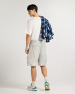 White Melange Utility Cargo Shorts View 12 | Weezy