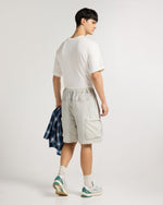 White Melange Utility Cargo Shorts View 11 | Weezy