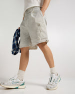 White Melange Utility Cargo Shorts Front view | Weezy