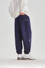 Navy Blue Embroidered Sweatpants Front view | Weezy