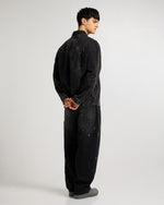 Embellished Acid Wash Black Shacket Side view | Weezy
