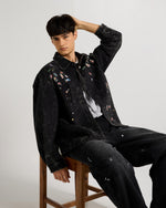 Embellished Acid Wash Black Shacket Lifestyle view | Weezy