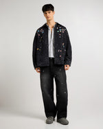 Embellished Acid Wash Black Shacket Model view | Weezy