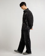Embellished Acid Wash Black Shacket Close-up | Weezy