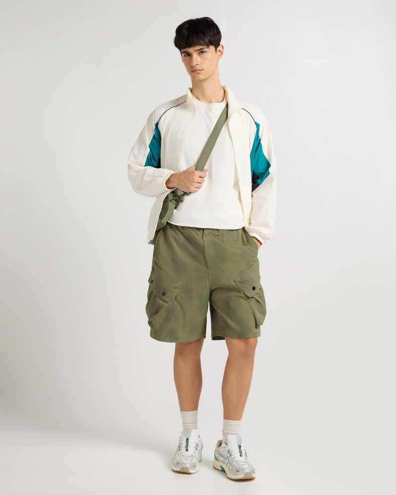 Olive Green Utility Cargo Shorts Back view | Weezy