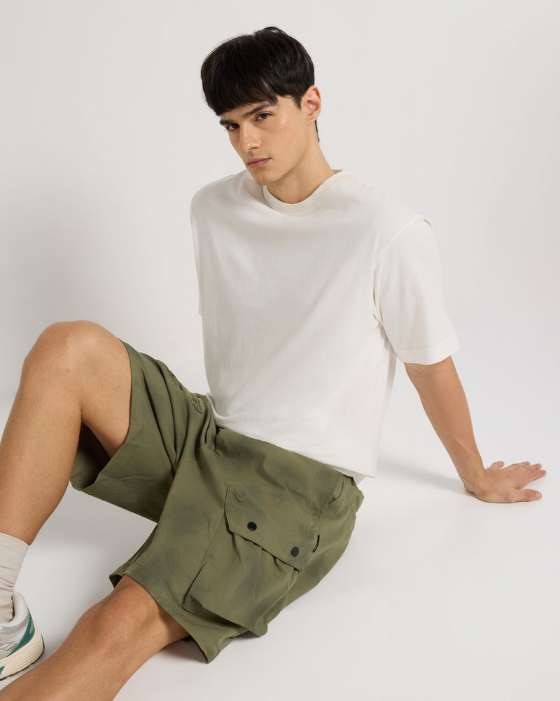 Olive Green Utility Cargo Shorts Front view | Weezy