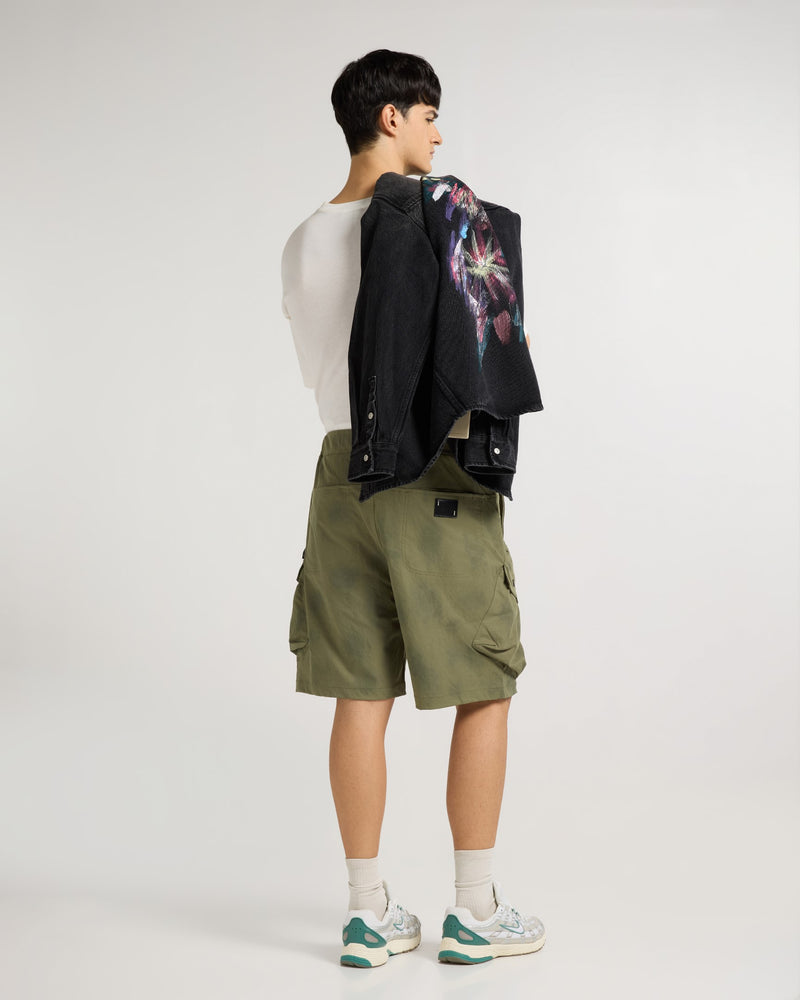 Olive Green Utility Cargo Shorts Detail view | Weezy