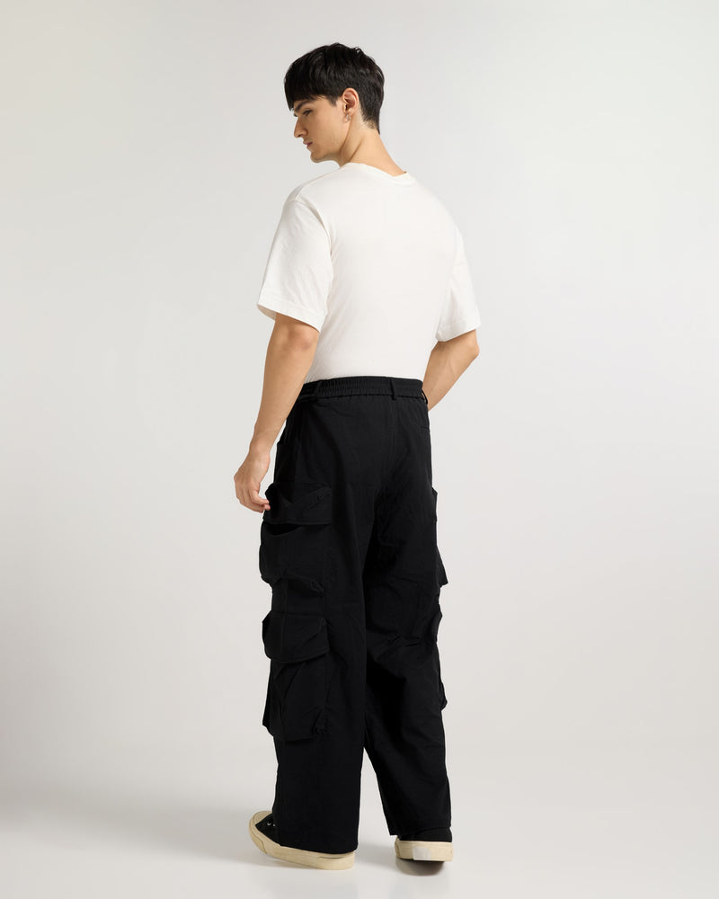 Black Wide Leg Utility Cargo Close-up | Weezy