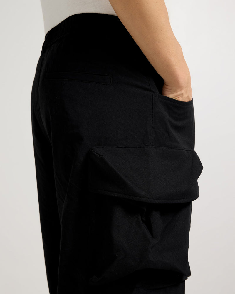 Black Wide Leg Utility Cargo Model view | Weezy