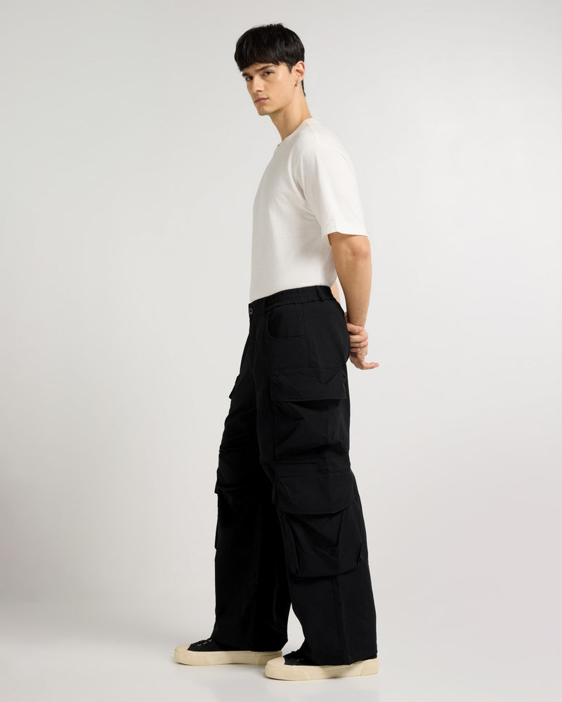 Black Wide Leg Utility Cargo View 10 | Weezy