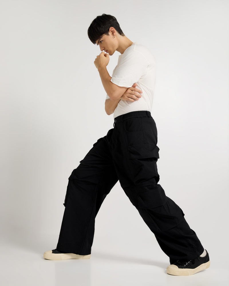 Black Wide Leg Utility Cargo View 9 | Weezy