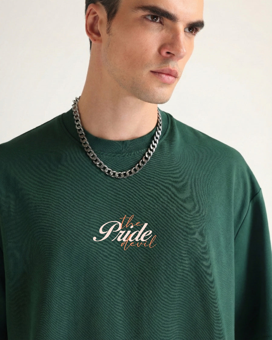 Premium Emerald Green Pride Devil Oversized T-shirt Detail view | Weezy
