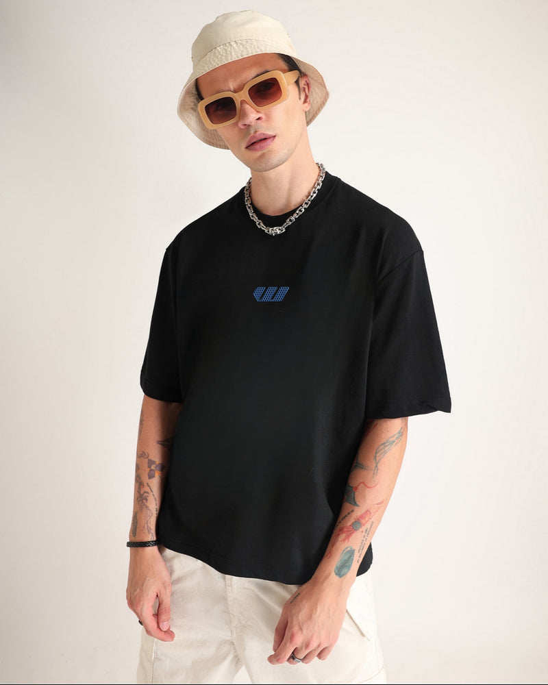 Premium Jet Black Namastute Oversized T-shirt Back view | Weezy