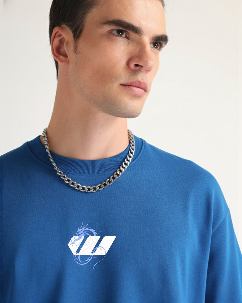 Premium Royal Blue Dragon Oversized T-shirt Back view | Weezy