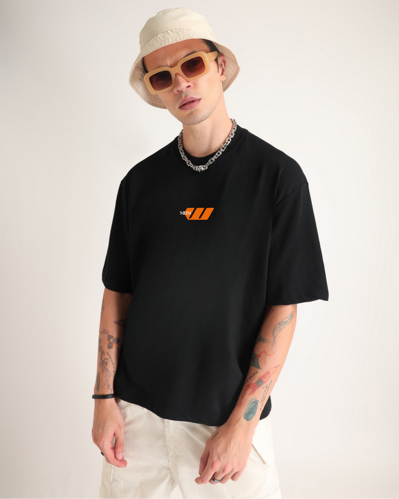 Premium Jet Black Melancholy Oversized T-shirt Back view | Weezy