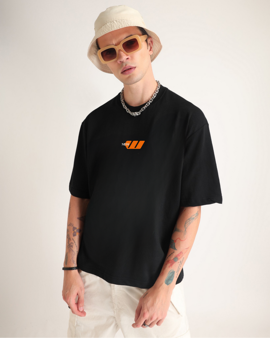 Premium Jet Black Melancholy Oversized T-shirt Back view | Weezy