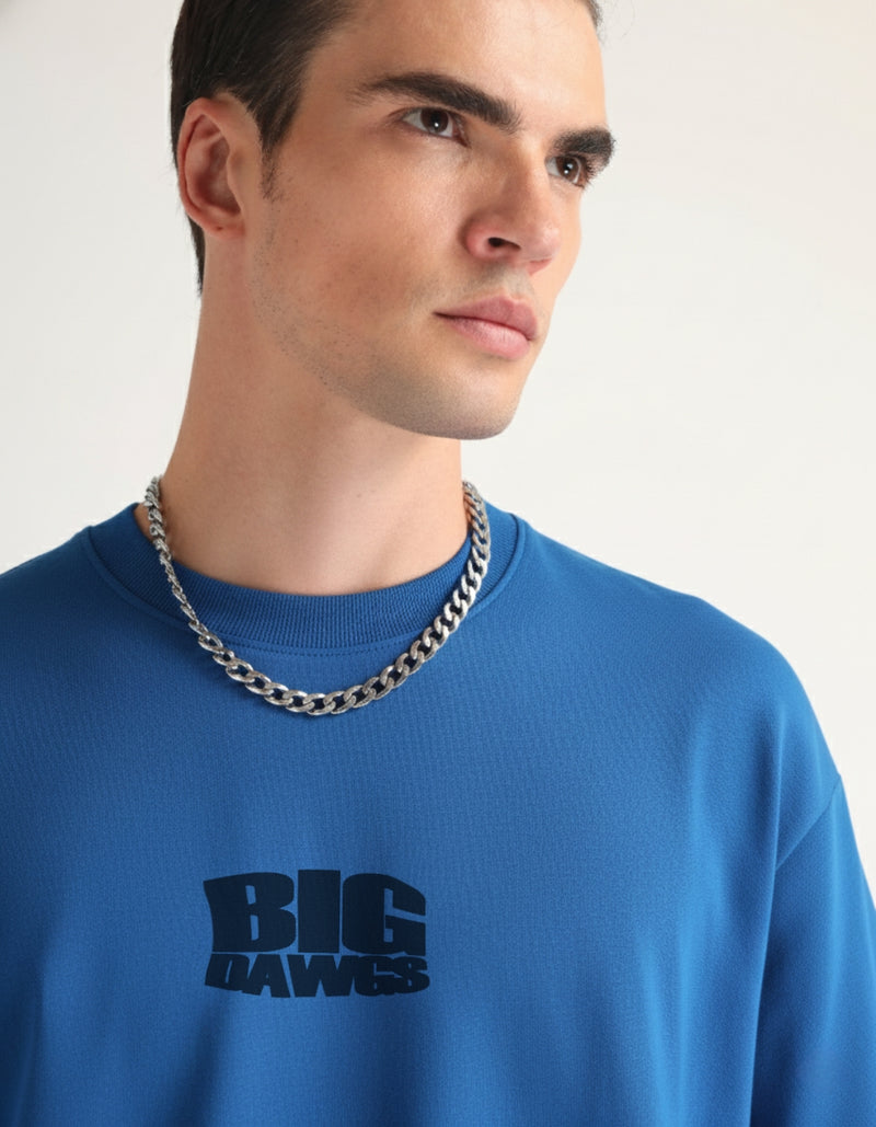 Premium Royal Blue Big Dawgs Oversized T-shirt Detail view | Weezy