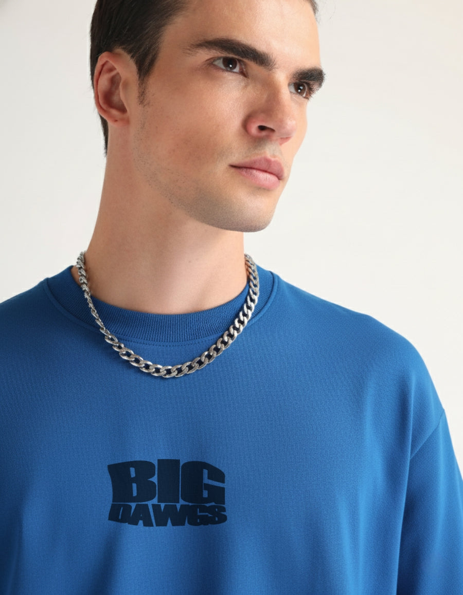 Premium Imperial Blue Big Dawgs Oversized T-shirt Detail view | Weezy