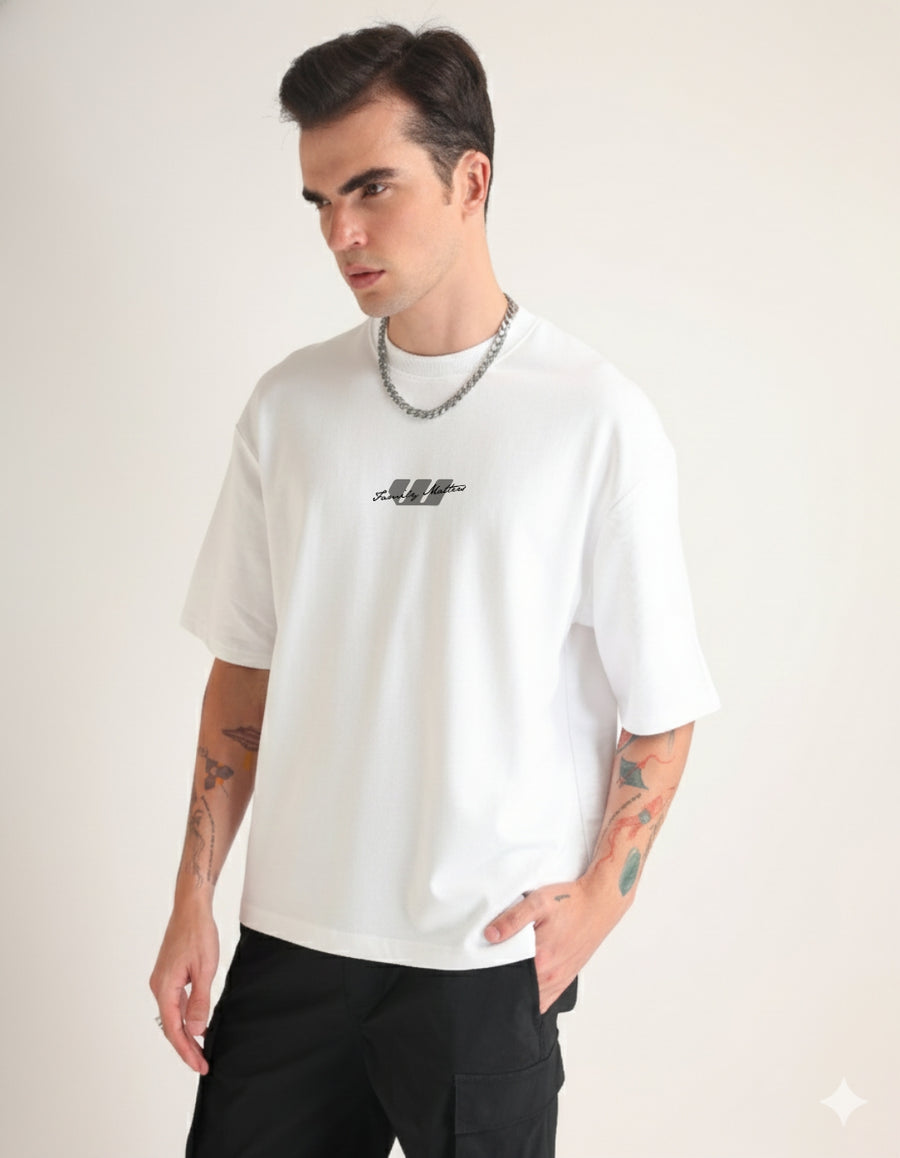 Premium White Family Matters Oversized T-shirt Detail view | Weezy