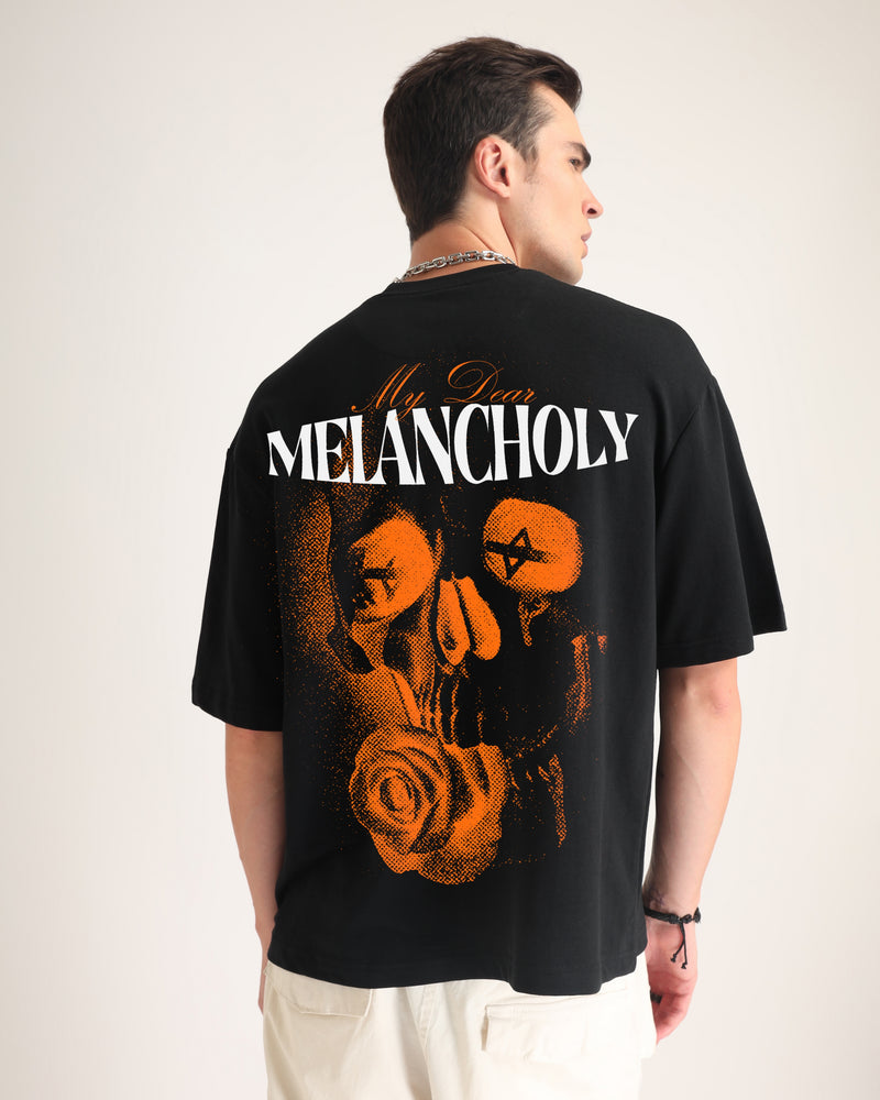 Premium Jet Black Melancholy Oversized T-shirt Lifestyle view | Weezy