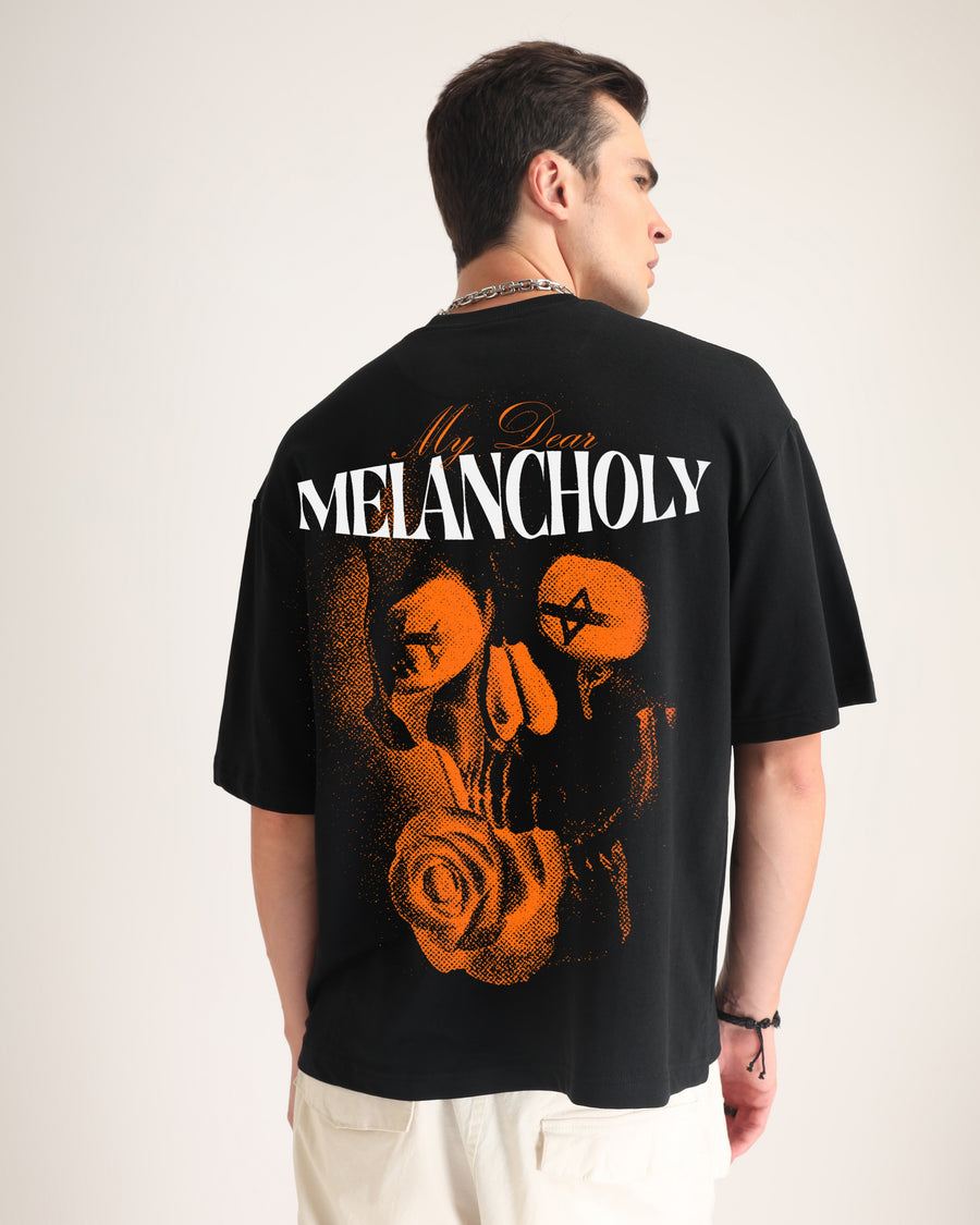 Premium Jet Black Melancholy Oversized T-shirt Lifestyle view | Weezy