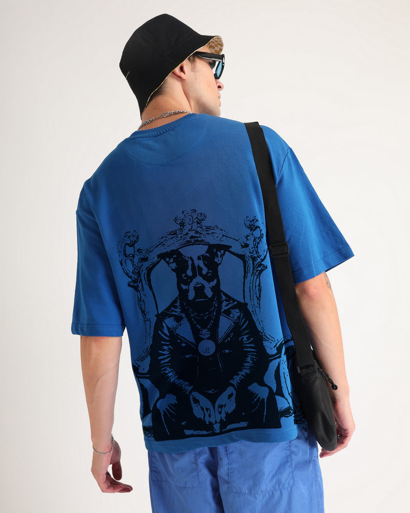 Premium Royal Blue Big Dawgs Oversized T-shirt Front view | Weezy
