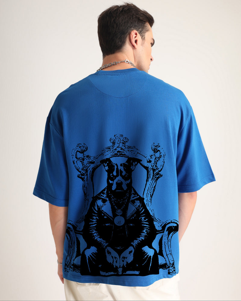 Premium Royal Blue Big Dawgs Oversized T-shirt Side view | Weezy