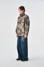 Camo Brown Oversized Bomber Leather Jacket Lifestyle view | Weezy