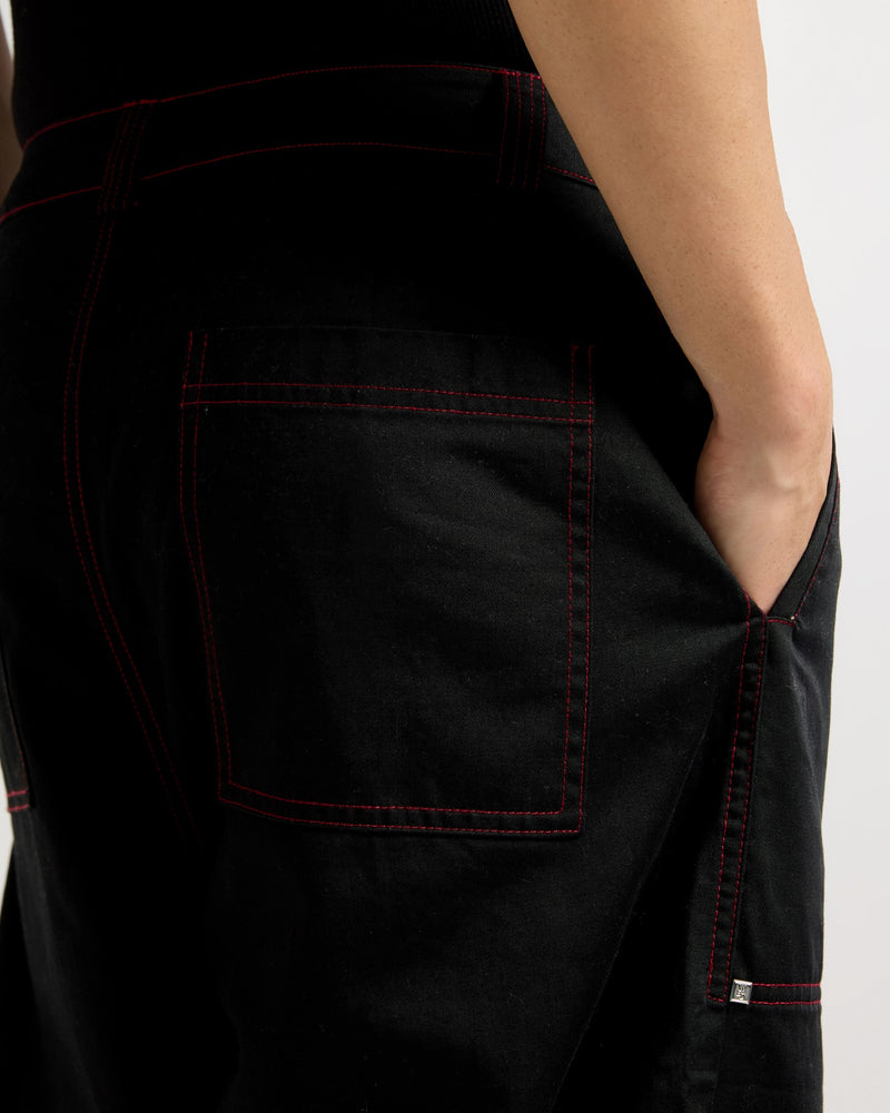 Wide Leg Cargo Pants With Contrast Stiching Flat lay | Weezy