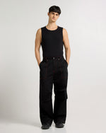 Wide Leg Cargo Pants With Contrast Stiching Side view | Weezy