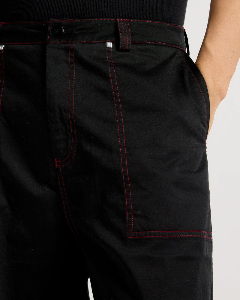 Wide Leg Cargo Pants With Contrast Stiching Model view | Weezy