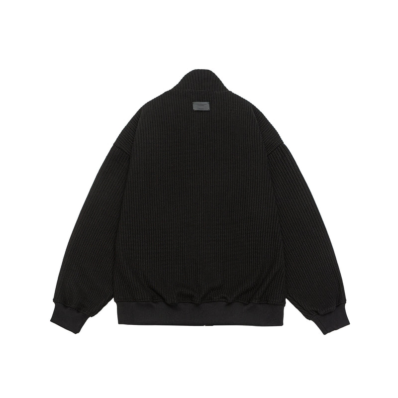 Black Zip Up Bomber Jacket Model view | Weezy