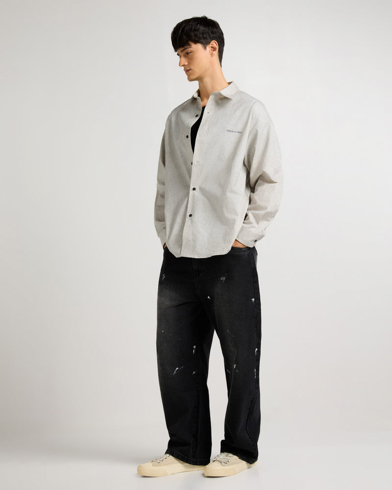 Relaxed Button Up White Shirt Model view | Weezy