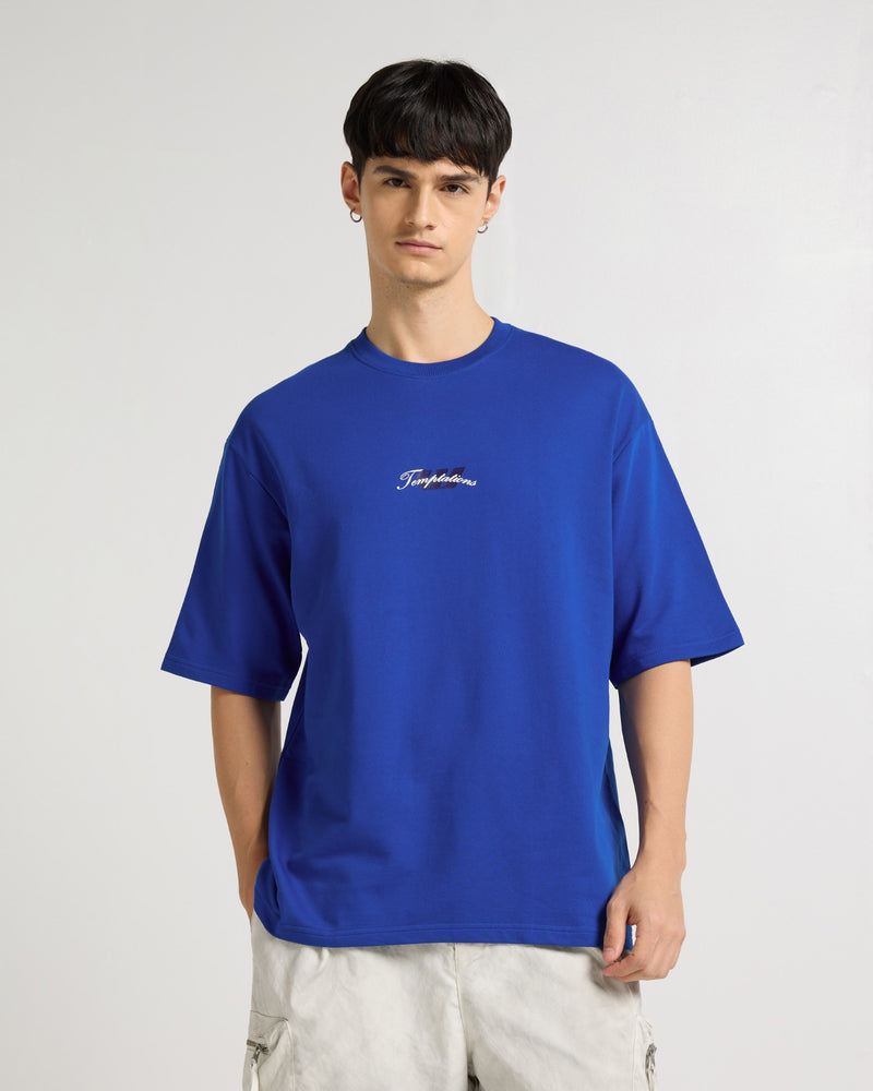 Premium Royal Blue Temptations Oversized T-shirt Back view | Weezy