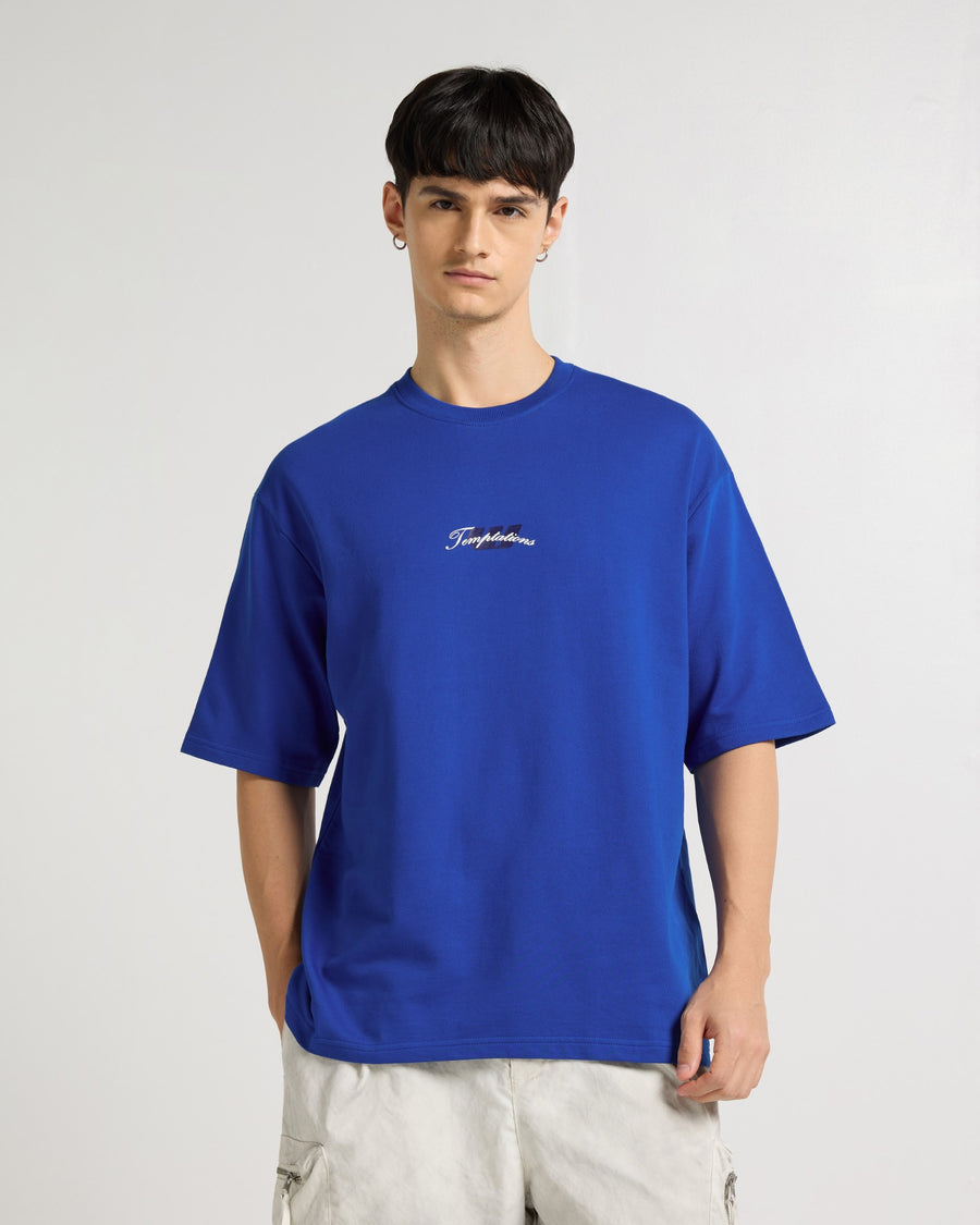 Premium Imperial Blue Temptations Oversized T-shirt Back view | Weezy