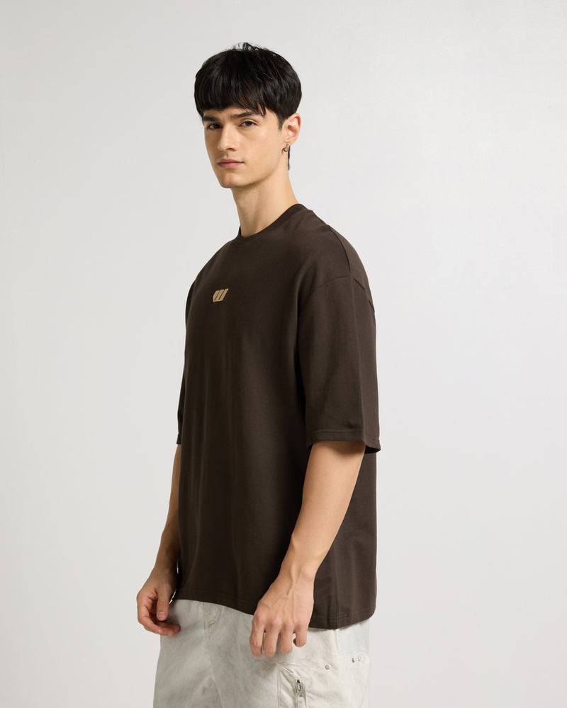 Premium Chocolate Brown Metamorphsis Oversized T-shirt Side view | Weezy