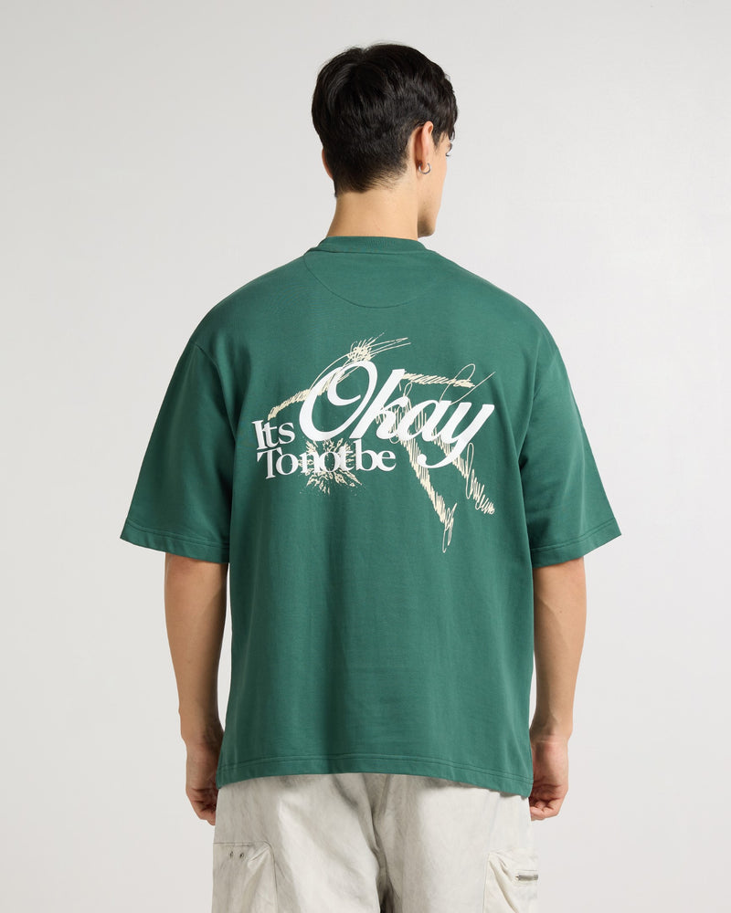 Premium Emerald Green Its Okay Oversized T-shirt Side view | Weezy