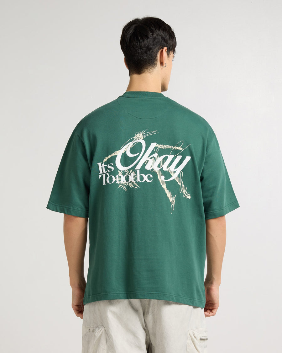 Premium Emerald Green Its Okay Oversized T-shirt Side view | Weezy