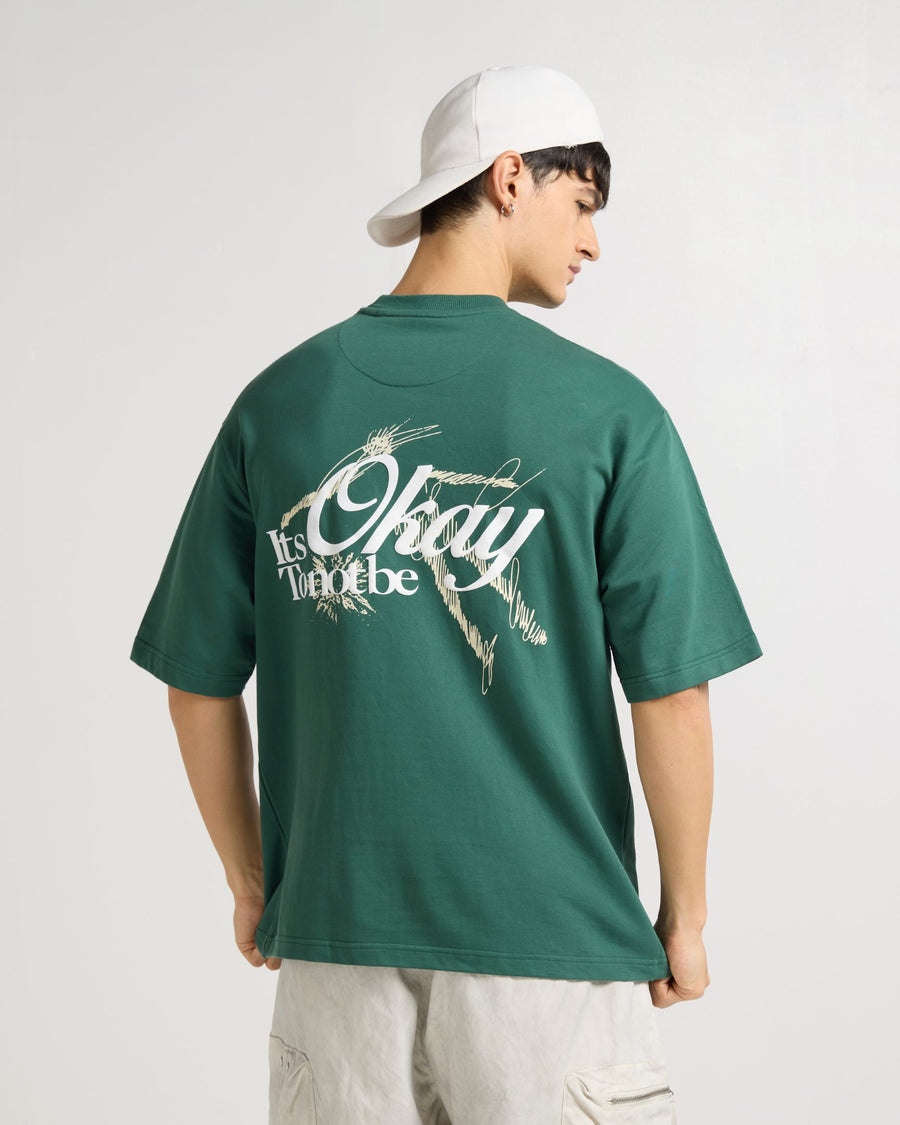 Premium Emerald Green Its Okay Oversized T-shirt Front view | Weezy