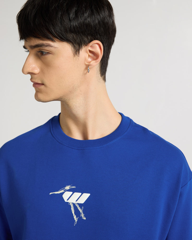 Premium Royal Blue Its Okay Oversized T-shirt Detail view | Weezy