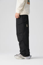 Jet Black Wide Leg Cargo Pants Flat lay | Weezy