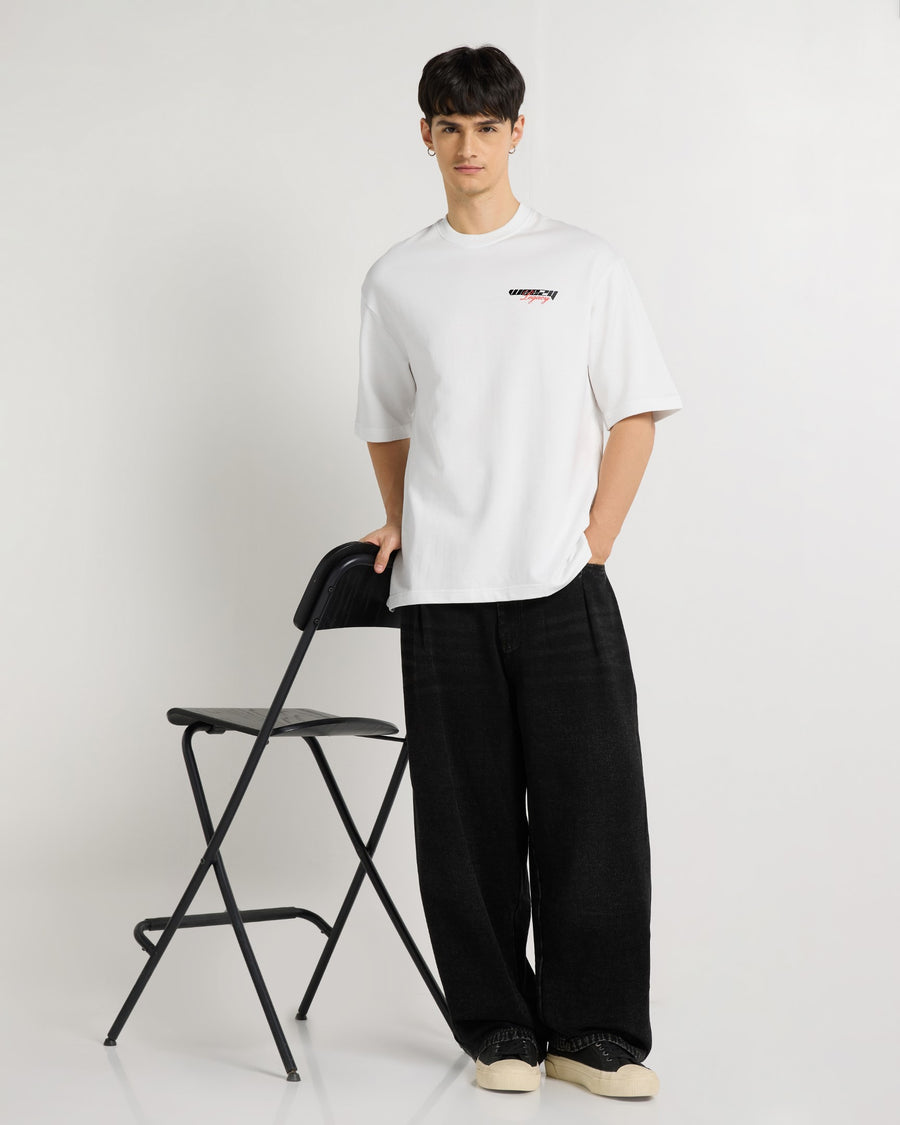 Premium White - Legacy Oversized T-Shirt Lifestyle view | Weezy